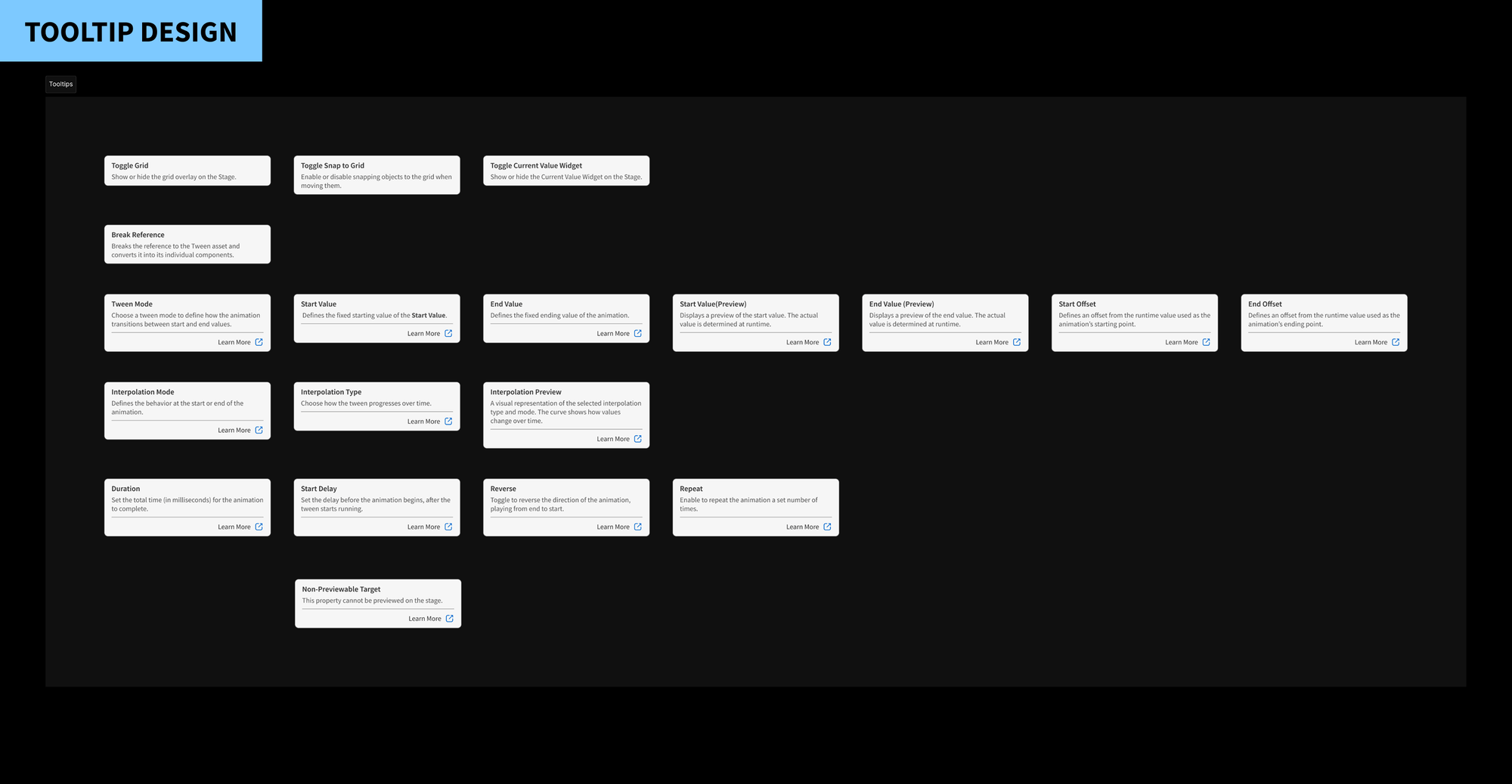 Final redesigned Tween Asset Editor — view 4