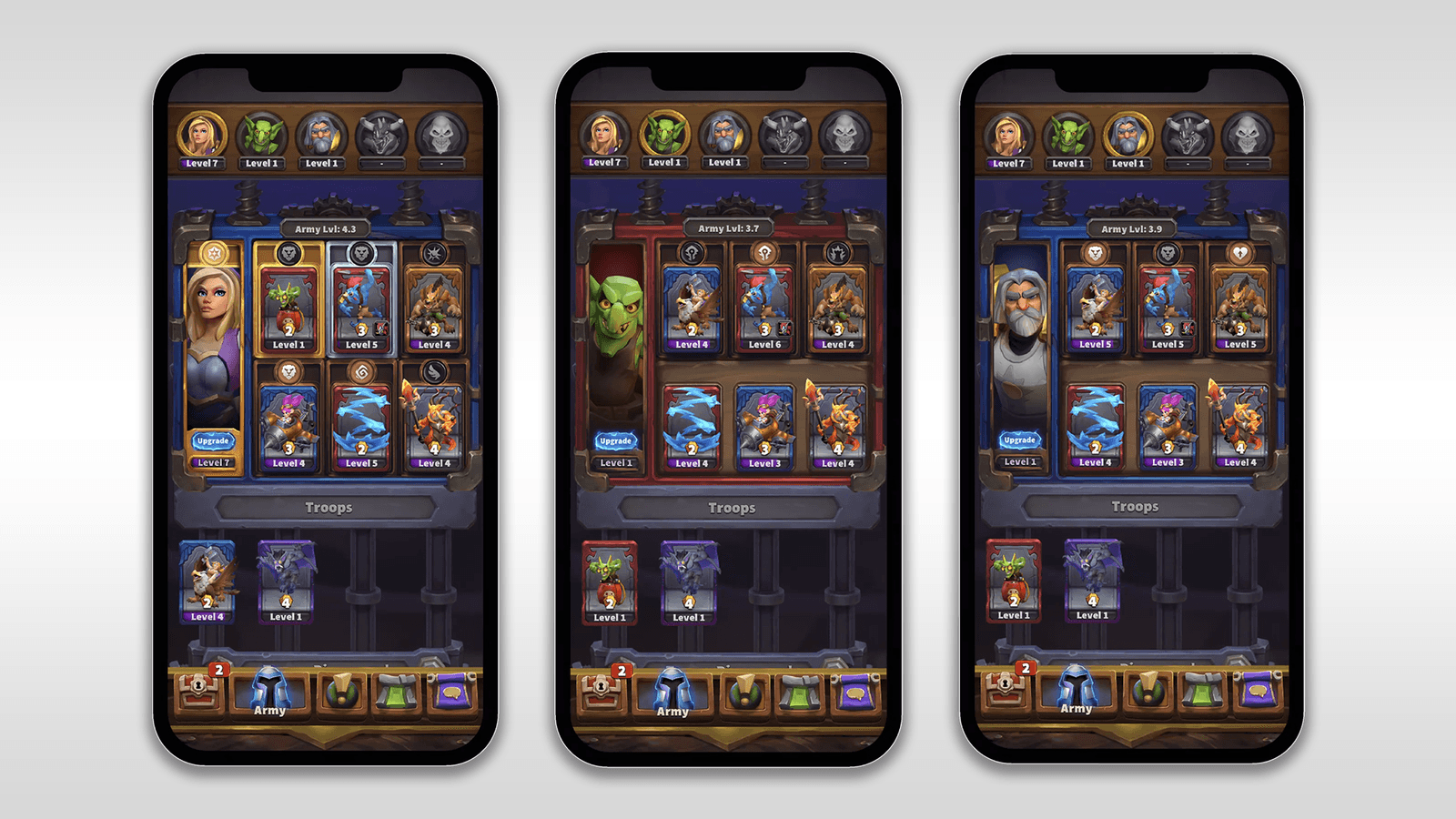 Final UI views - Warcraft Rumble Leader Selection